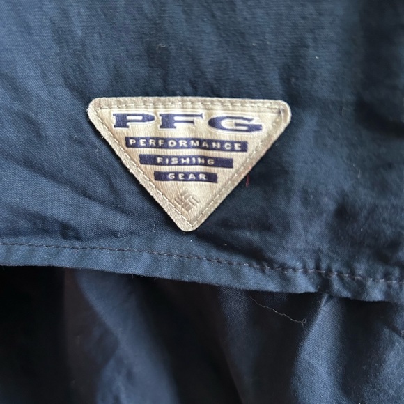 Columbia PFG Bahama Navy Blue Nylon Vented Outdoor Fishing Shirt Mens XLT Tall - Picture 11 of 12